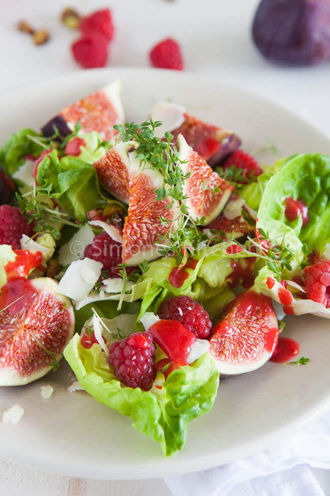 Verse vijgen salade met geitenkaas en frambozen dressing | simoneskitchen.nl