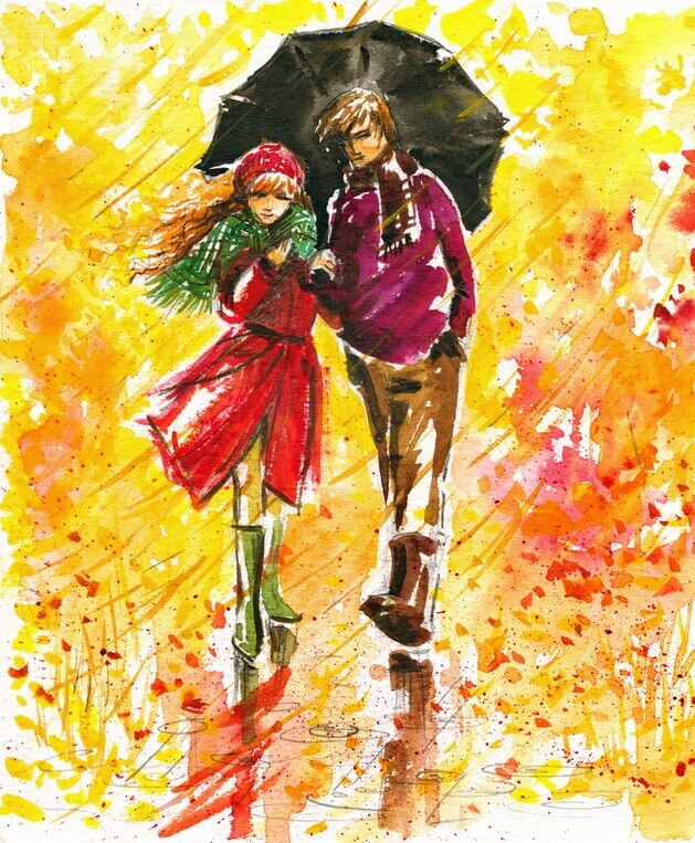 Autumn walk-watercolors