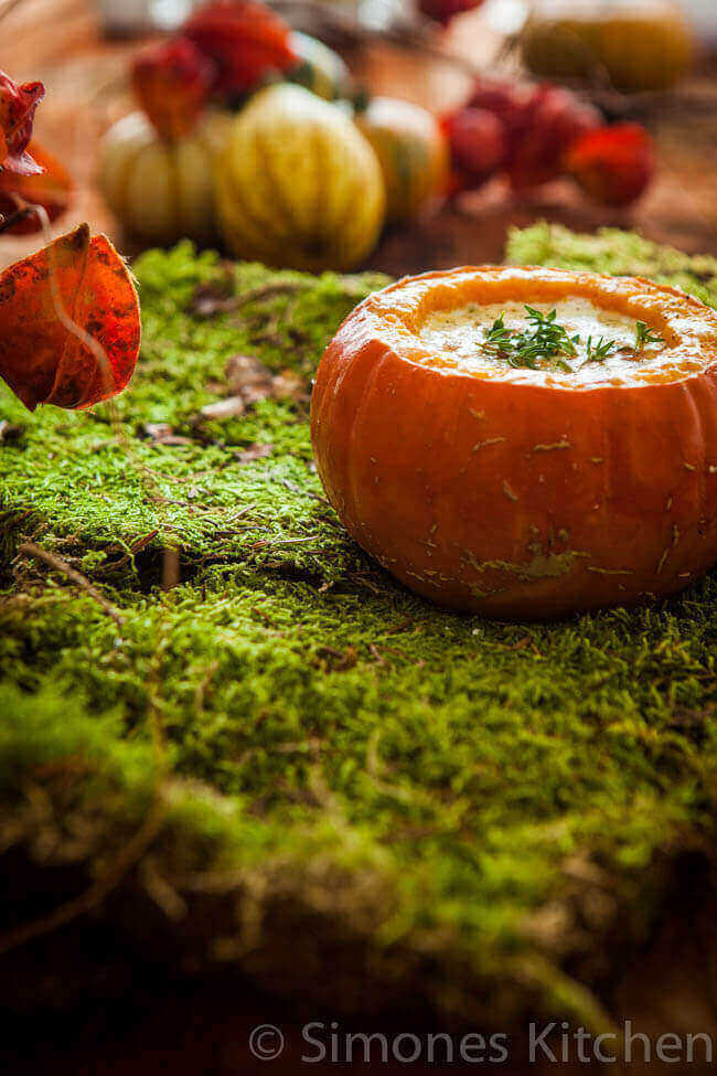 Roasted pumpkin with parmesan soup