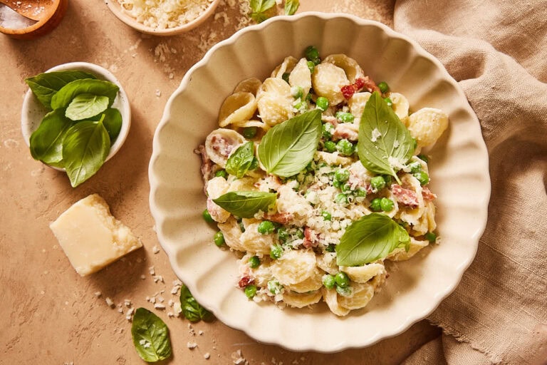 Pasta met doperwtjes en ricotta