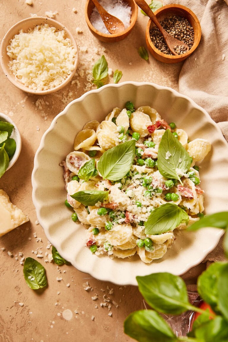 Pasta met doperwtjes en ricotta