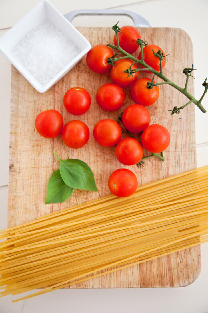 Pasta met tomaten ingredienten