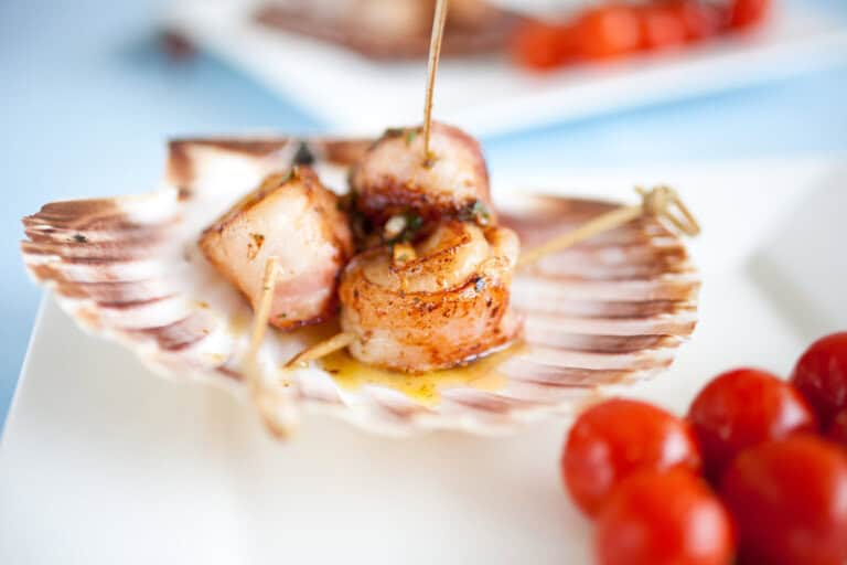 Coquilles met spek
