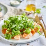 Salade gerookte zalm en garnalen