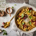 pasta met chorizo en doperwtjes