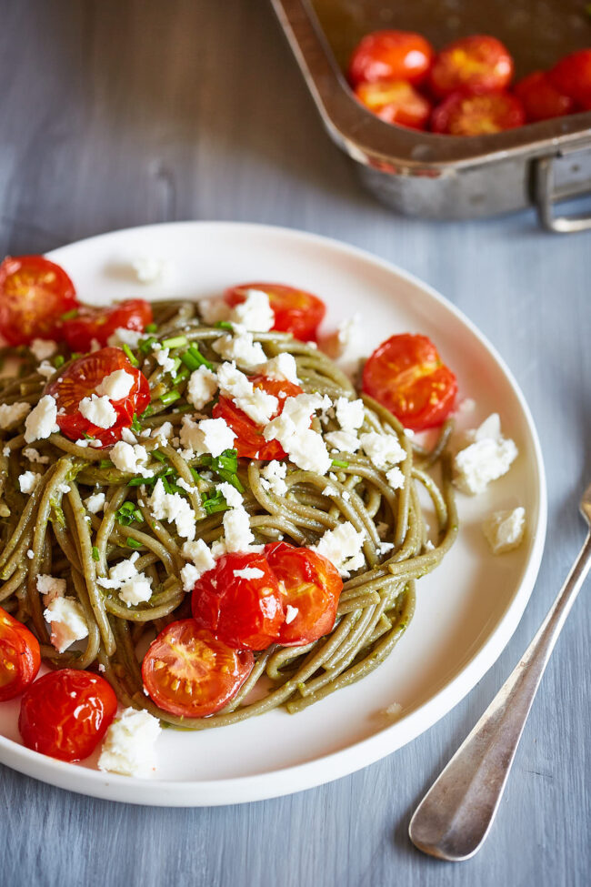 Spaghetti met geroosterde tomaatjes
