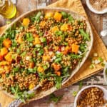 Rucola salade met geroosterde pompoen