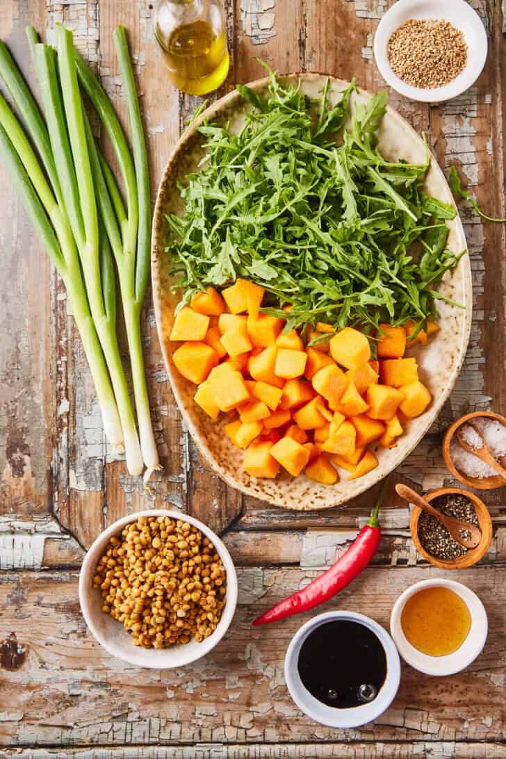 Ingredienten voor de rucola salade