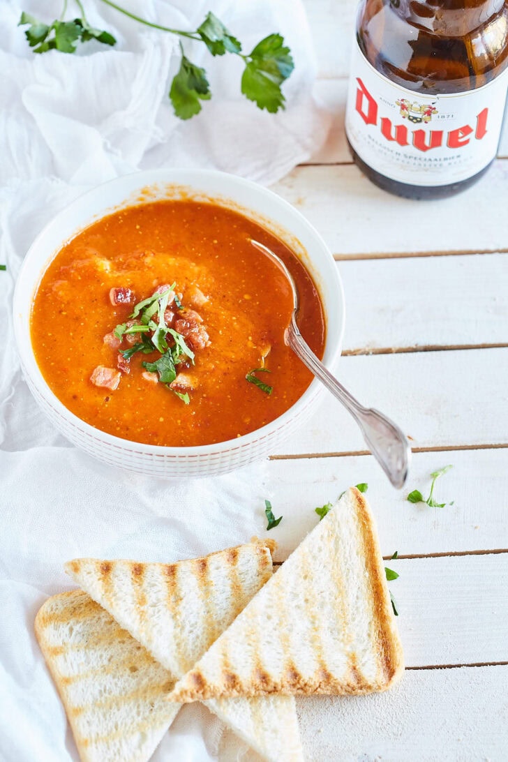 Pittige tomatensoep met bier