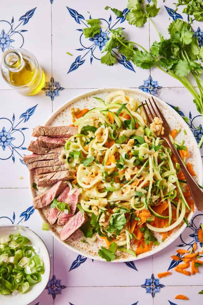 courgette salade met entrecote