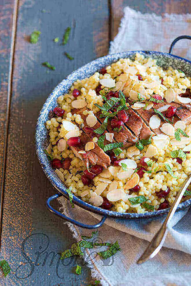 Granaatappel kip met parel couscous Simone's Kitchen