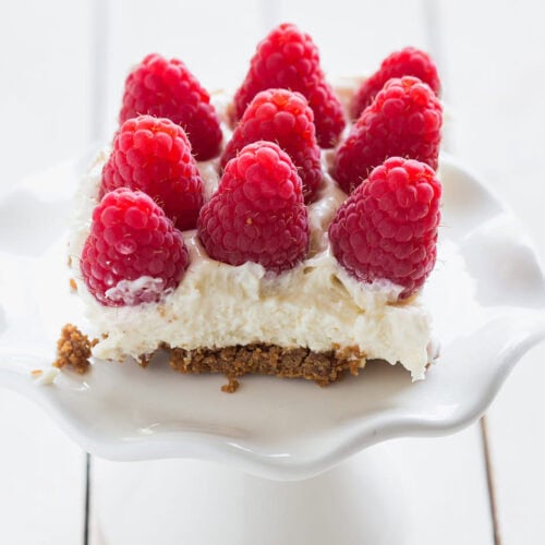 No bake cheesecake met frambozen