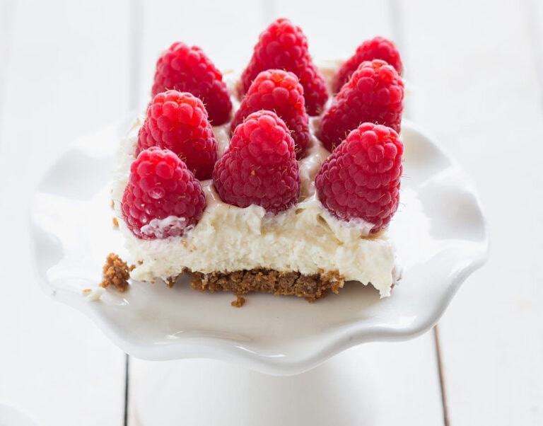 No bake cheesecake met frambozen