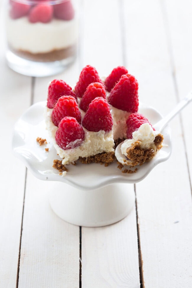 No bake cheesecake met frambozen