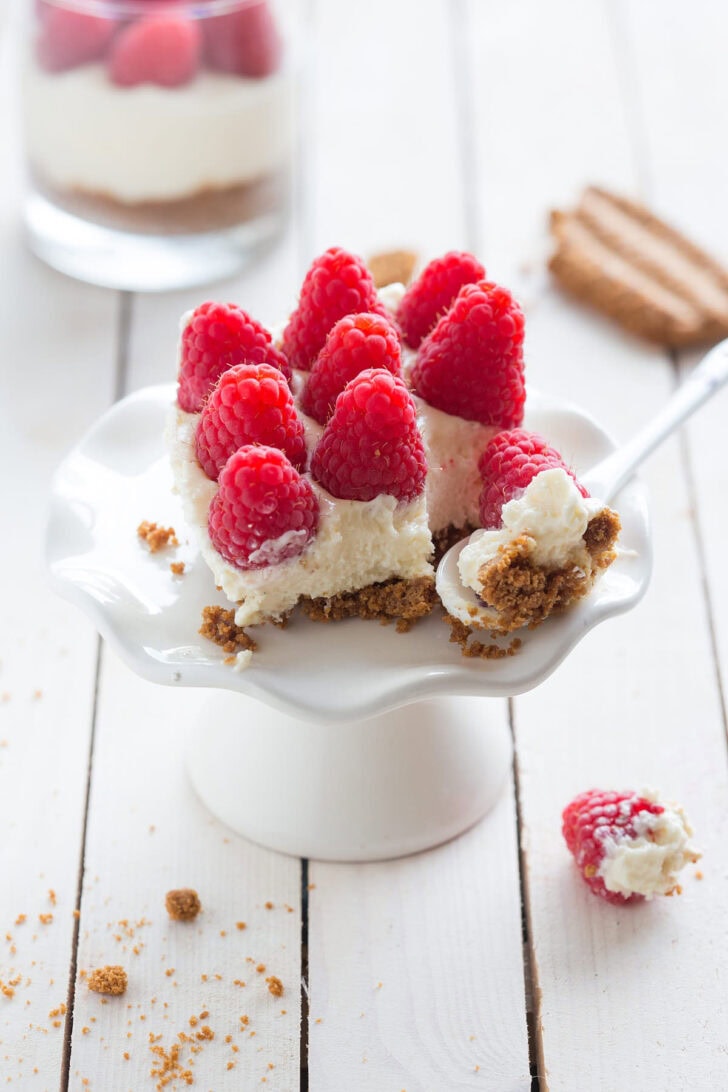 No bake cheesecake met frambozen