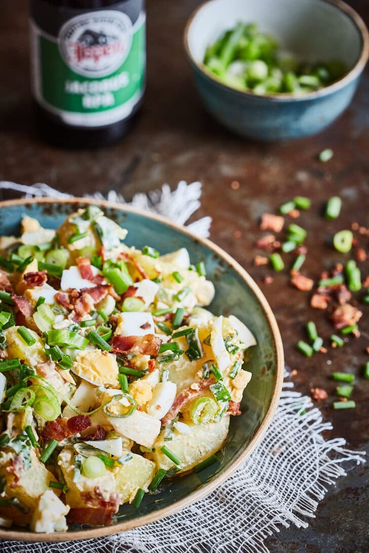Romige aardappelsalade met spek