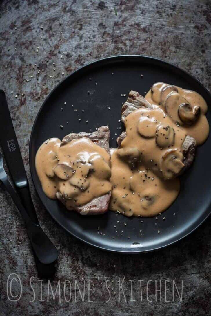 Biefstuk met champignonsaus