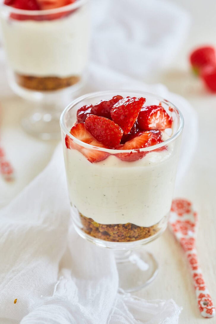 Snelle cheesecake in een glaasje