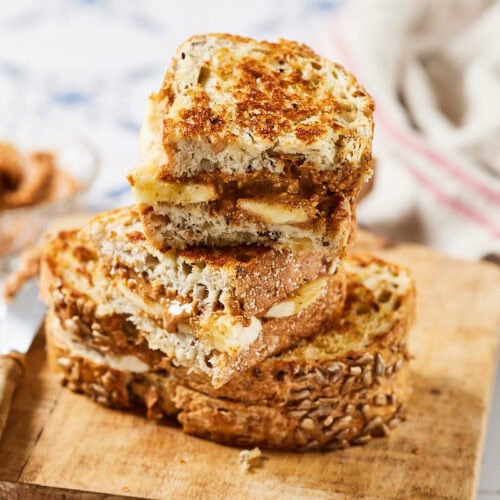 Tosti banaan en pindakaas