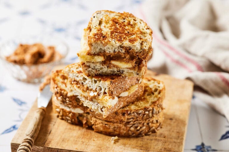 Tosti banaan en pindakaas