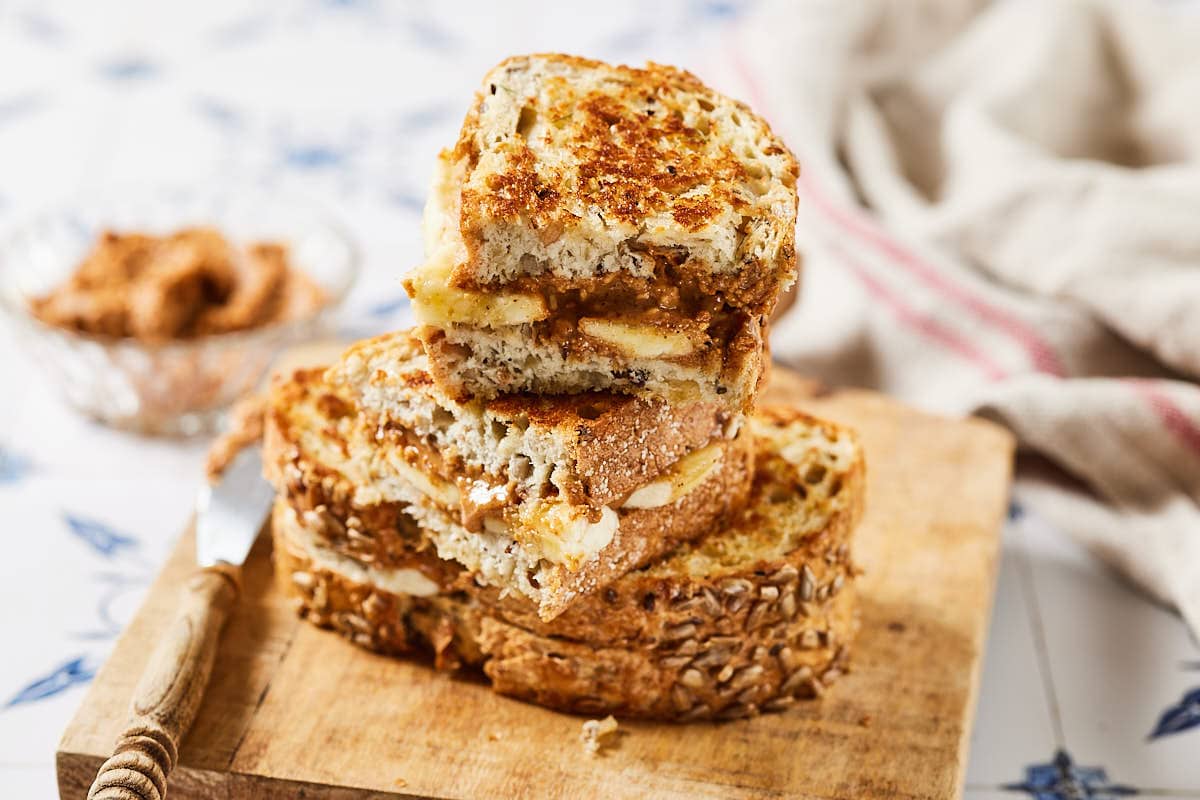 Tosti met banaan en pindakaas