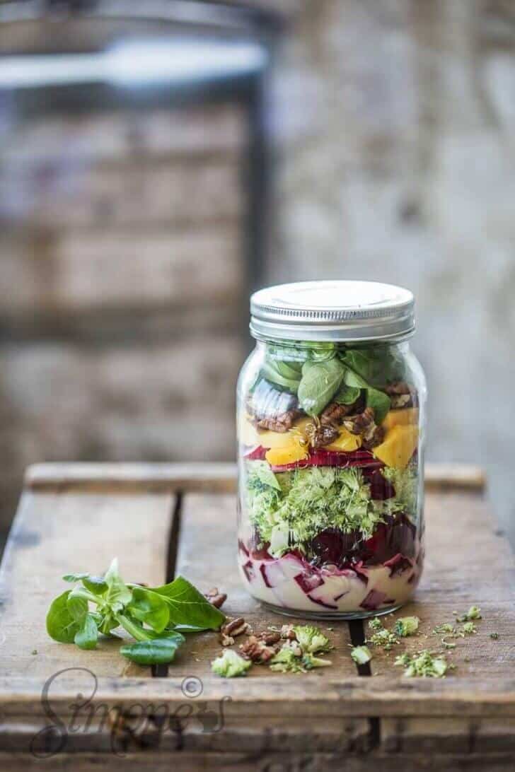 Salade in een pot