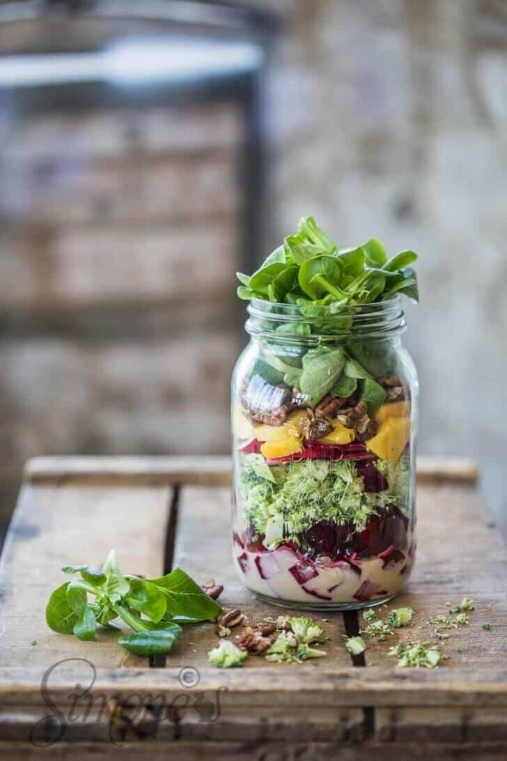 Salade in een pot