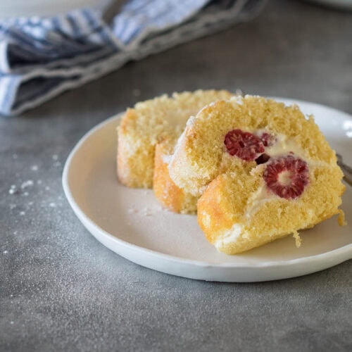 Cakerol met frambozen