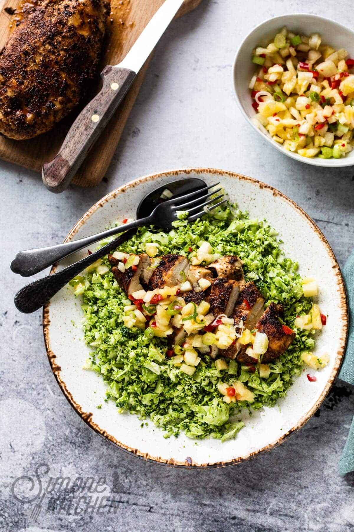 Jerk chicken met mango salsa