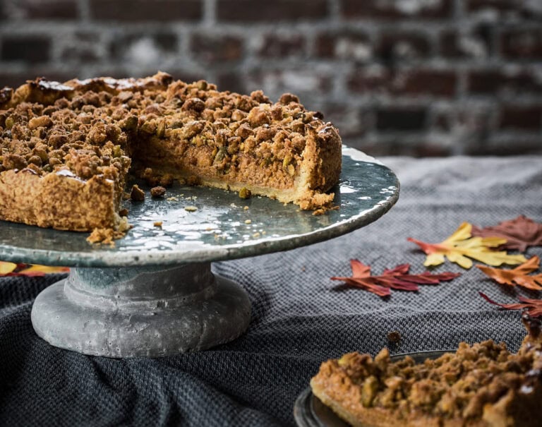 Pompoentaart met pistache