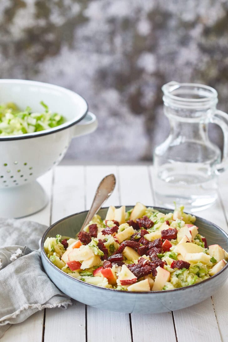 Rauwe andijviestamppot met chorizo