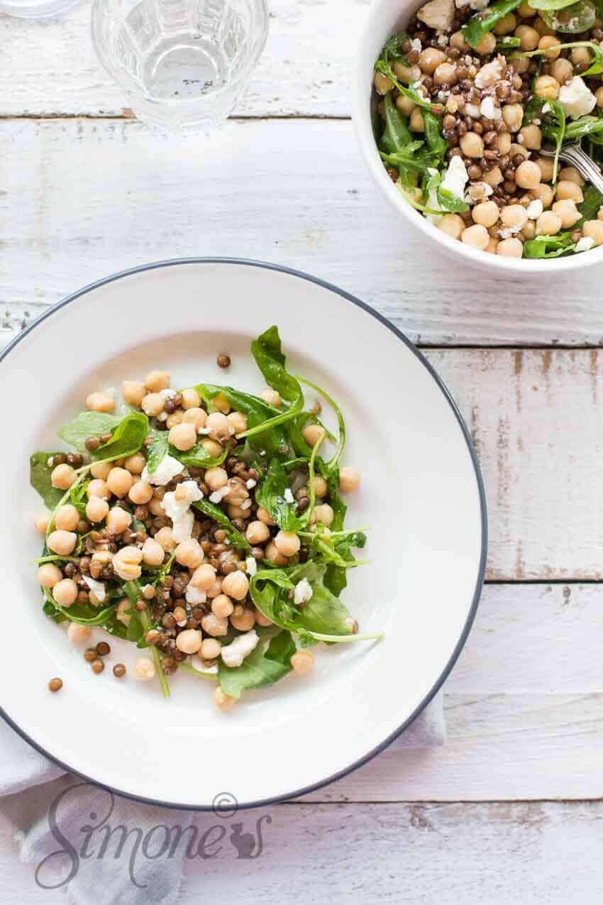Kikkererwtensalade met linzen en feta