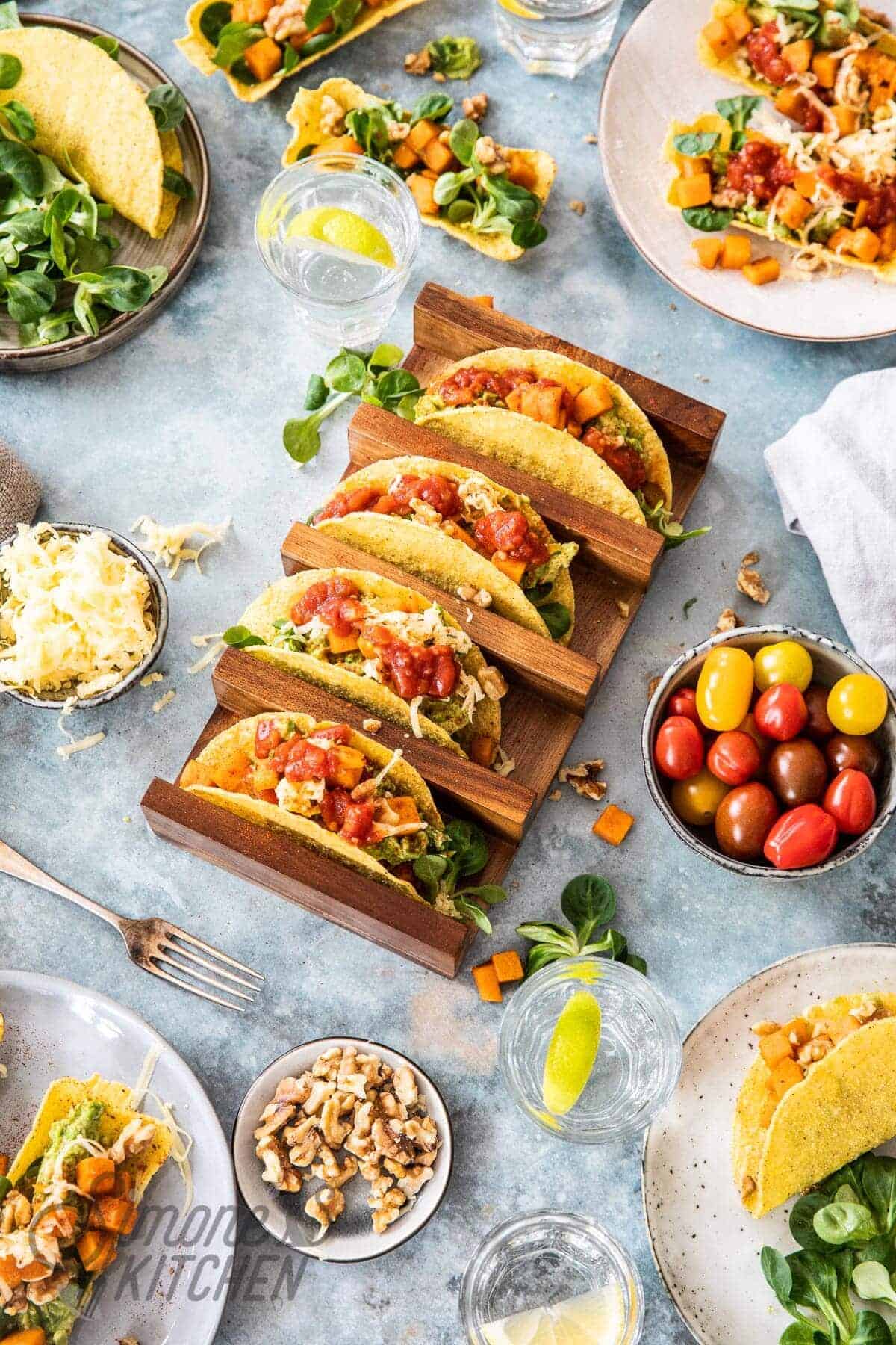 Pittige taco's met zoete aardappel en guacamole
