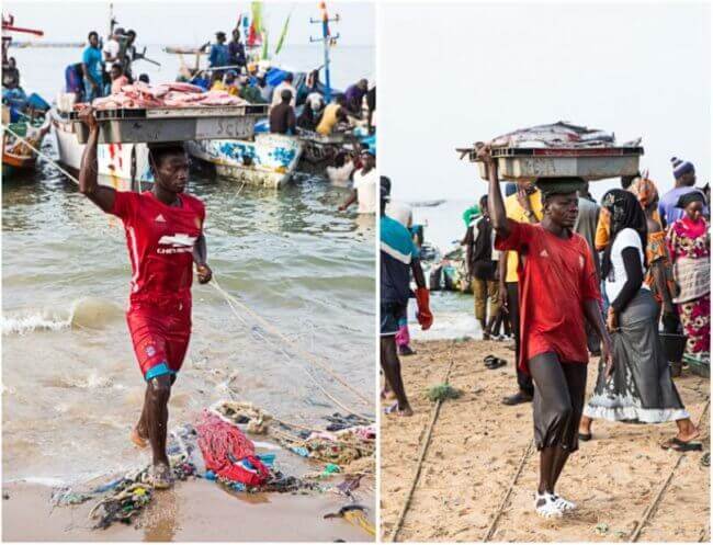 De vismarkt in Senegal