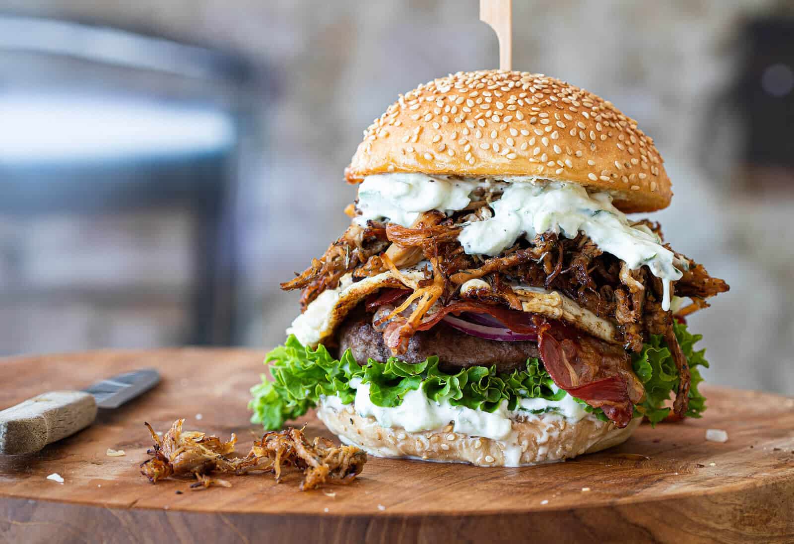 Gyros burger met pulled pork