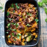 Ovenschotel zoete aardappel en andijvie