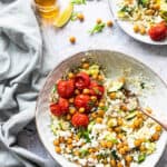 geroosterde groenteschotel met bloemkoolrijst