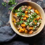 Paddenstoelensoep met zoete aardappel