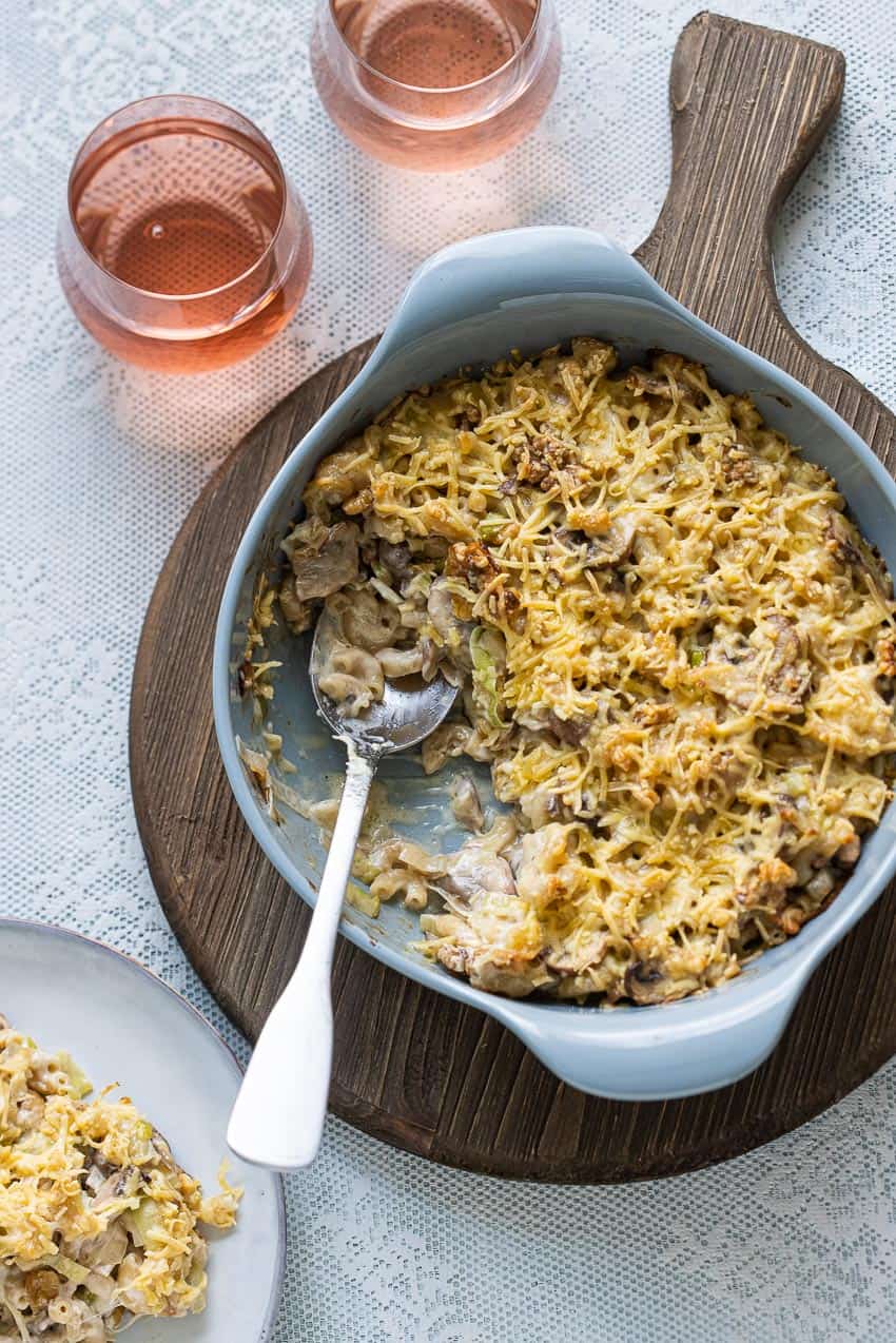 Macaroni gratin met walnoten