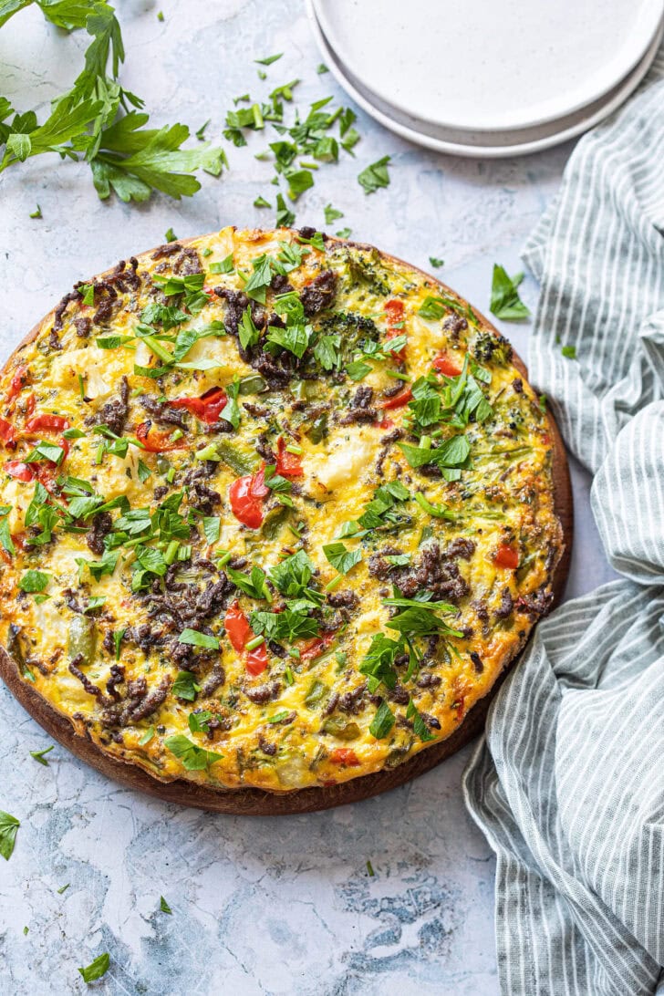 Quiche met gehakt en paprika