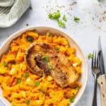 Hete bliksem met zoete aardappel