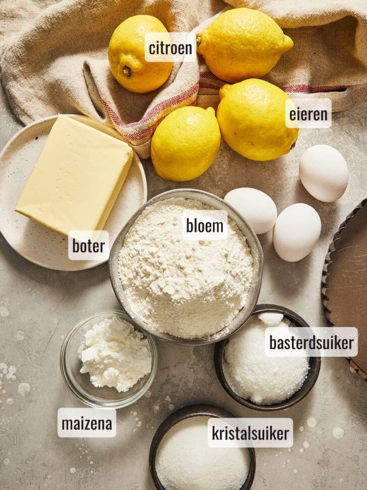 Ingredienten citroen meringue taart