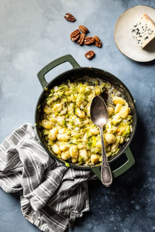 Gnocchi met prei en blauwe kaas