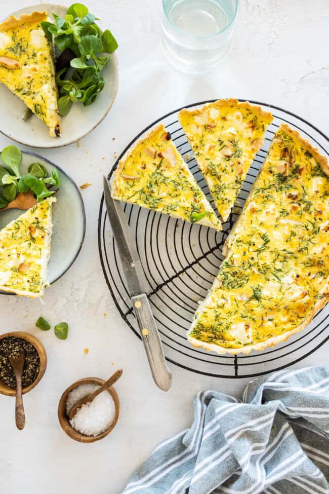 Quiche met feta en gerookte kip