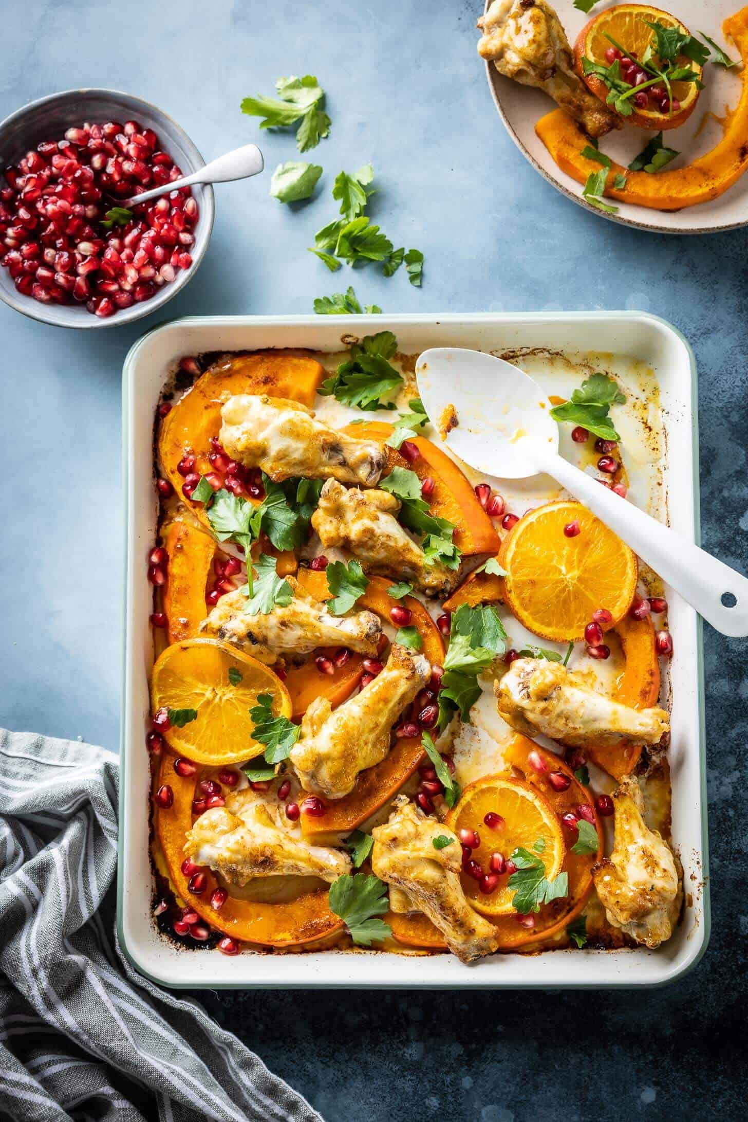 Geroosterde pompoen met kip