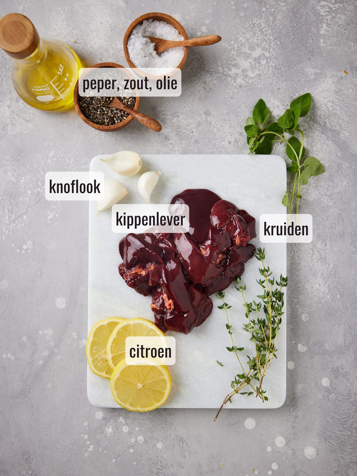 Kippenlevertjes ingredienten