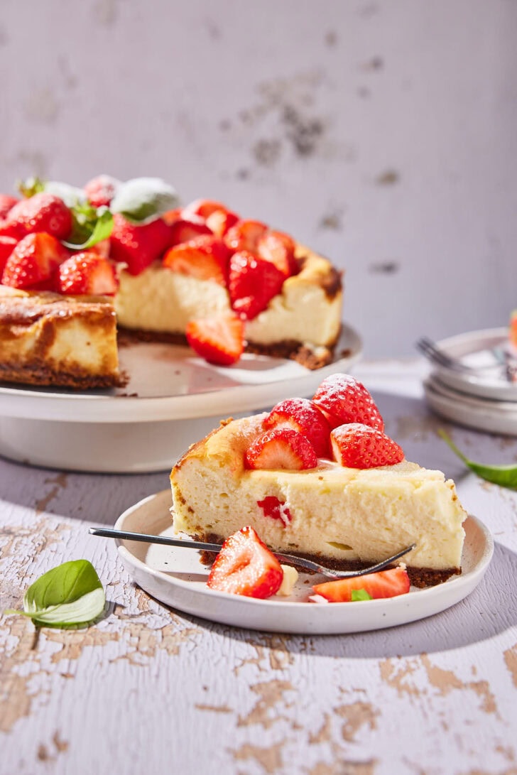 New York cheesecake met aardbeien