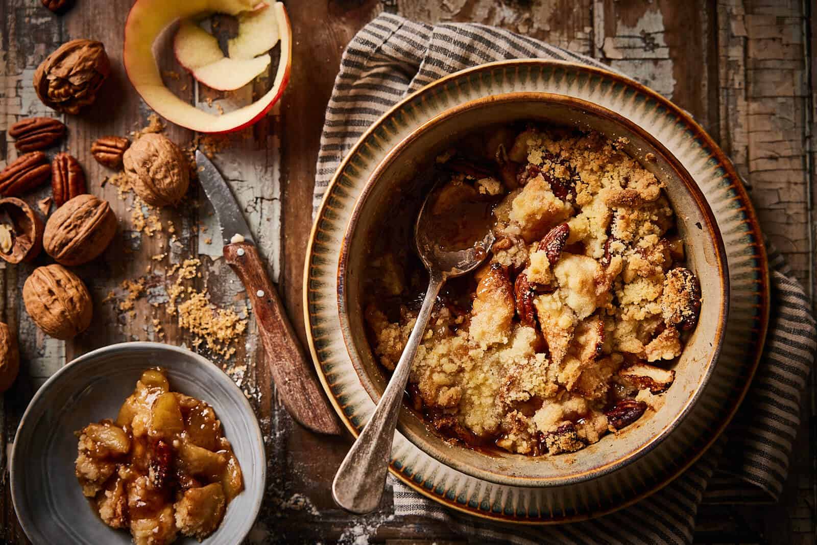 Appelcrumble met walnoten