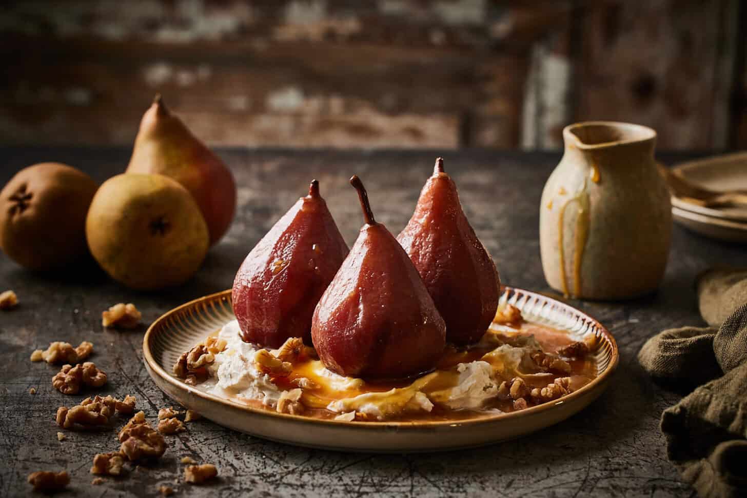 Stoofpeertjes met mascarpone en sinaasappel karamelsaus - Simone's Kitchen