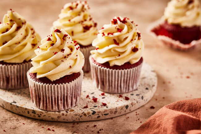 Red velvet cupcakes met witte chocolade botercreme